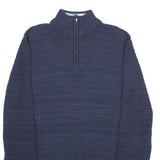 CHAPS Mens Navy Patterned Jumper Pullover 1/4 Zip Cotton Size S Casual Knitwear