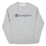 CHAMPION Womens Grey Sweatshirt Crew Neck S Cotton Blend Logo Pullover