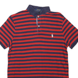 POLO RALPH LAUREN Mens Red & Navy Blue Striped Short Sleeve Polo Shirt M Classic
