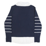 TOMMY HILFIGER Womens Navy Blue & White Plain Jumper Crew Neck Basic Knit M