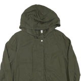 H&M Womens Green Hooded Zip Jacket S Linen Blend Plain Lightweight Casual