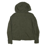 H&M Womens Green Hooded Zip Jacket S Linen Blend Plain Lightweight Casual