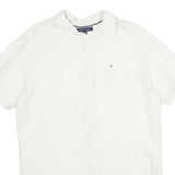 TOMMY HILFIGER Mens White Cotton Shirt L Short Sleeve Casual Classic