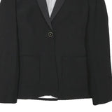 ZARA Womens Black Tailored Jacket S Polyester Blend Button Closure Plain Elegant