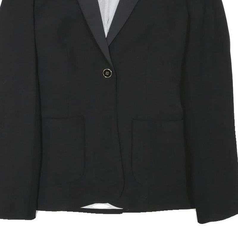 ZARA Womens Black Tailored Jacket S Polyester Blend Button Closure Plain Elegant