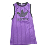 ADIDAS Womens Purple Cotton Blend Sleeveless Dress UK 6 Sports Logo Casual