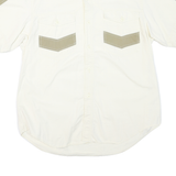 Mens Cream & Beige Short Sleeve Cotton Blend Shirt L Casual Lightweight Button