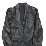 Womens Black Leather Button Jacket S Woven Classic Plain Stylish Comfort