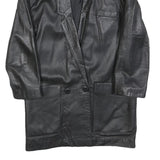 Womens Black Leather Button Jacket S Woven Classic Plain Stylish Comfort