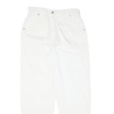 REPRISE Womens White Relaxed Tapered Trousers Cotton Blend W27 L27 Stylish