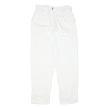 REPRISE Womens White Relaxed Tapered Trousers Cotton Blend W27 L27 Stylish