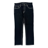 True Luck Contrast Stitch Jeans - 34W UK 12 Black Cotton Blend
