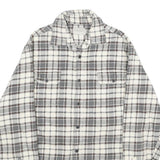 JACHS Mens White & Grey Check Shirt M Button Pocket Casual Cotton Long Sleeve