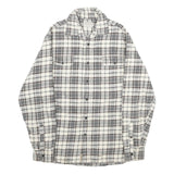 JACHS Mens White & Grey Check Shirt M Button Pocket Casual Cotton Long Sleeve