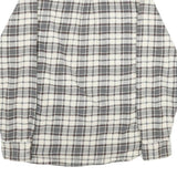 JACHS Mens White & Grey Check Shirt M Button Pocket Casual Cotton Long Sleeve