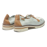 PIKOLINOS Womens Leather Lace-Up Brogue White & Tan UK 5 Stylish Comfort