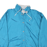 Mens Blue Button Closure Lightweight Jacket L Polyester Blend Plain Casual
