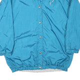 Mens Blue Button Closure Lightweight Jacket L Polyester Blend Plain Casual