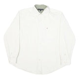 TOMMY HILFIGER Mens White Plain Cotton Blend Shirt L Classic Button Down