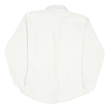 TOMMY HILFIGER Mens White Plain Cotton Blend Shirt L Classic Button Down