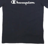 CHAMPION Womens Black Cotton T-Shirt S Short Sleeve Crew Neck Logo Print