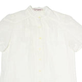 PHILLIPE ROMARIC Womens White Printed Shirt Short Sleeve Button Neck M Light Top