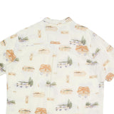 WOOLRICH Mens Cream Fishing Print Cotton Shirt L Button Down Casual