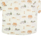 WOOLRICH Mens Cream Fishing Print Cotton Shirt L Button Down Casual