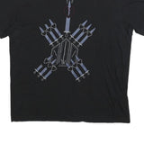 VALENTINO Mens Black Graphic T-Shirt L Short Sleeve Crew Neck Designer Cotton