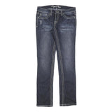 REQUEST Womens Slim Fit Blue Denim Cotton Blend Jeans W32 L32 Stylish Contrast