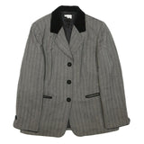 LUISA SPAGNOLI Womens Grey & Black Wool Blend Herringbone Jacket UK 18 Button