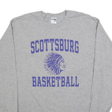 JERZEES Mens Grey Basketball Graphic T-Shirt XL Long Sleeve Crew Neck