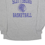 JERZEES Mens Grey Basketball Graphic T-Shirt XL Long Sleeve Crew Neck