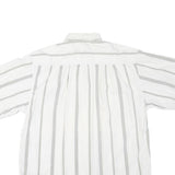 Mens White & Black Patterned Cotton Blend Shirt XL Casual Summer Short Sleeve