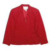 SUMMIT HILL Womens Red Wool Jacket UK 12 Zip Classic Tailored Plain