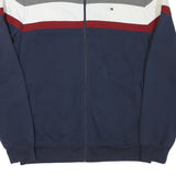 TOMMY HILFIGER Mens Navy Blue & White Colourblock Zip Jacket M Cotton Blend