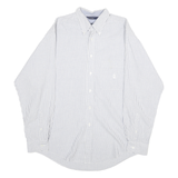 NAUTICA Mens Blue & White Stripe Shirt L Cotton Long Sleeve Button Collar