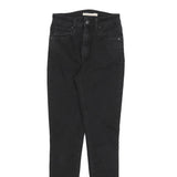 LEVI'S 721 Womens Slim Black Denim Raw Woven W25 L30 Skinny Jeans Zip Closure
