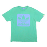 ADIDAS Mens Green & Blue Graphic T-Shirt L Short Sleeve Crew Neck Cotton Blend