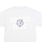 PORT & COMPANY Mens White & Purple Grizzly Pride Graphic T-Shirt M Short Sleeve