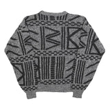 BANNER Womens Black & Grey Patterned Wool Blend Jumper Crew Neck Basic Knit M