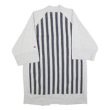CHAMPION Womens Grey & Black Striped Open Front Cotton Blend Jacket M Relaxed