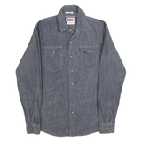 WRANGLER Mens Blue Denim Shirt S Long Sleeve Button Closure Cotton Blend