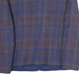 FRANCOISE DE FRANCE Womens Blue Check Button Jacket L Polyester Blend Classic
