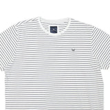 CREW CLOTHING Mens White & Black Striped T-Shirt XL Short Sleeve Crew Neck