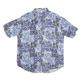 GARRY Mens Blue & White Casual Shirt XL Short Sleeve Button Down