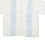 MODA CAMPIA MODA Mens White & Pale Blue Rayon Shirt 2XL Relaxed Fit Casual