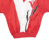 BONNIE BLAIR Womens Red & White Printed Blouse Short Sleeve Collared L