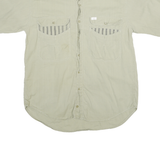 Mens Beige Cotton Blend Shirt XL Casual Short Sleeve Button Pocket Comfortable