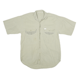 Mens Beige Cotton Blend Shirt XL Casual Short Sleeve Button Pocket Comfortable